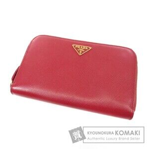 Prada logo plate long Wallet leather